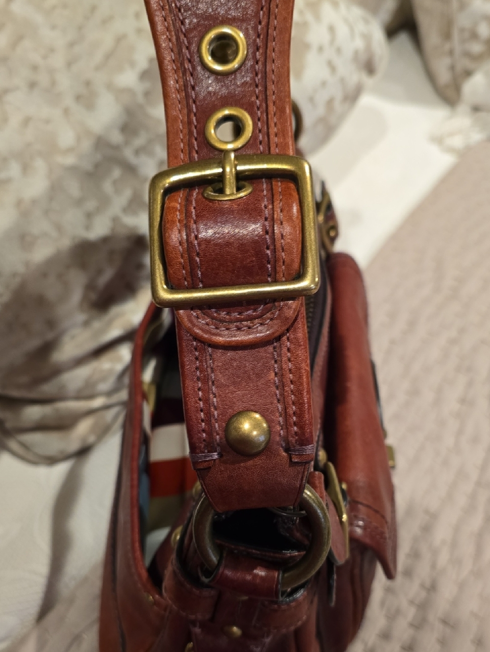Vintage Coach Chestnut Brown Leather Shoulder Bag with Turnlock - Picture 8 of 12